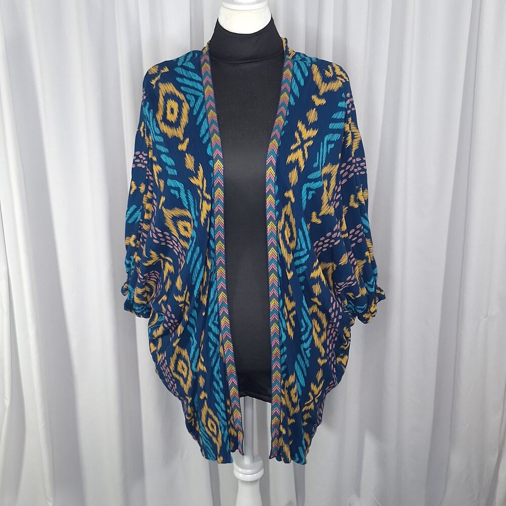 Ariat Boho Ella Kimono Cardigan Navy Batwing Rayon Relaxed Festival Western